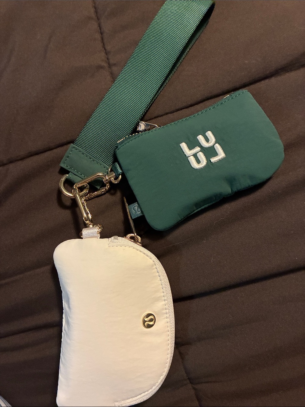 lululemon athletica Green Strap Mini Pouch and White Coin Wallet